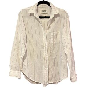 Anthropologie Grayson The Hero Pink‎ Red White Stripe Relaxed Button Down Medium